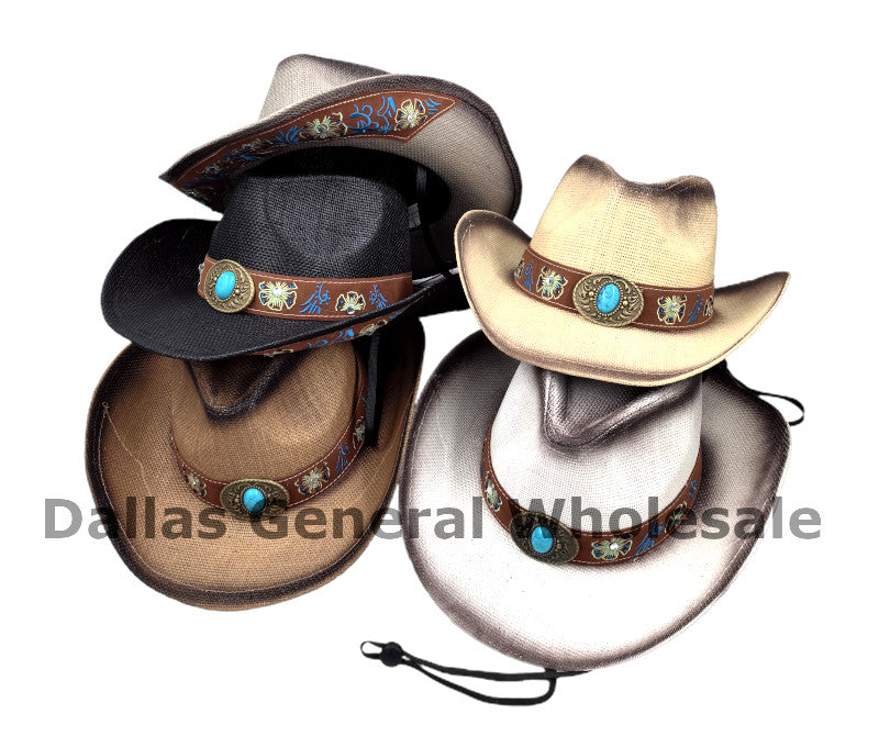 Western Fashion Turquoise Embroidered Cowboy Hats Wholesale
