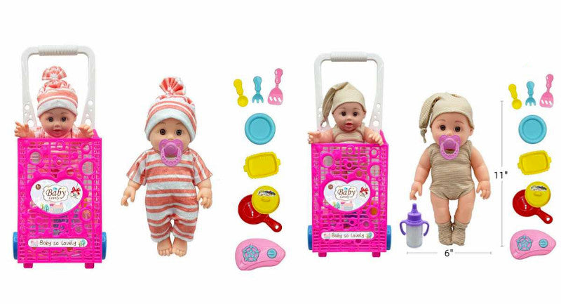 Toy Shopping Cart with Baby Doll Set Wholesale