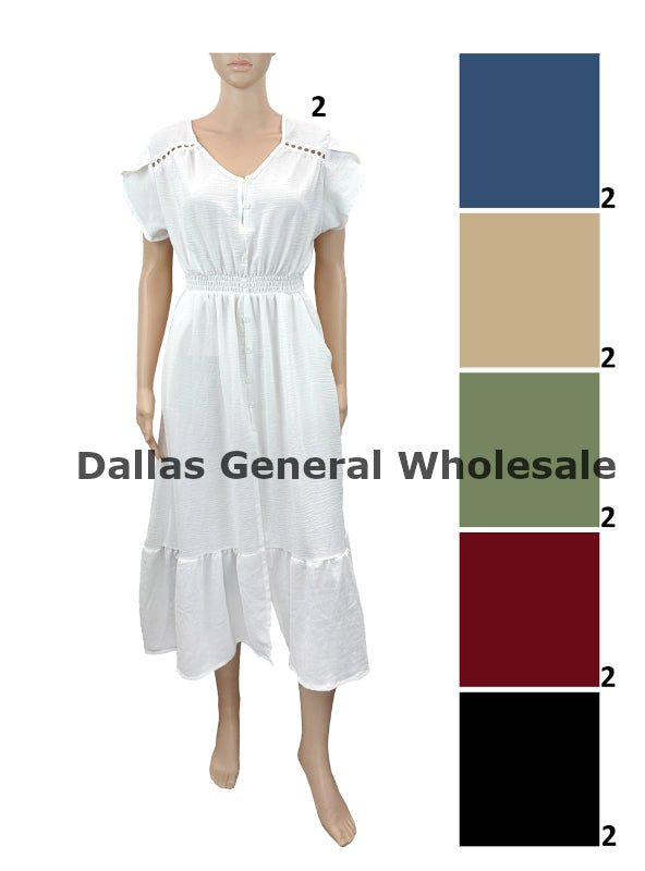 Women's Boho Button-Down Midi Dress Wholesale