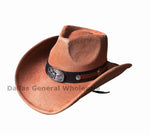 Western Suede Feel Cowboy Hat with Longhorn Buckle Band Wholesale