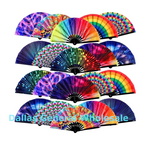 Glow in the Dark Clacking Fans | Wholesale UV Rave Line Dance Fans