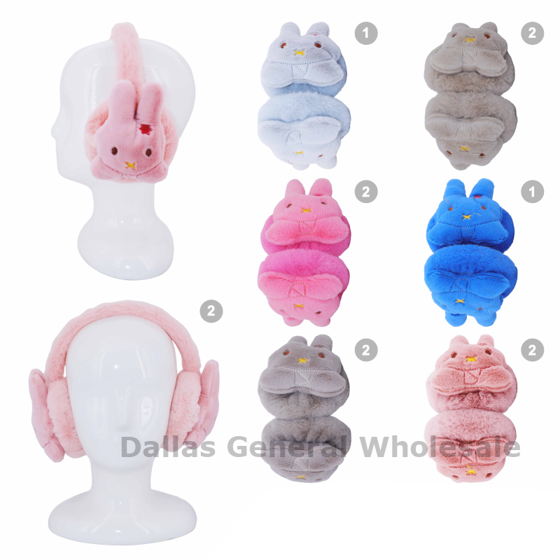 Bunny Rabbit Plush Ear Muffs - Soft Foldable Animal Winter Earmuffs