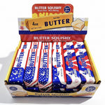 Box of Butter Squishy toy with American flag design on a white background
