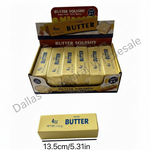 Box of Butter Squishy toys with a close-up of a single toy bar on a white background.