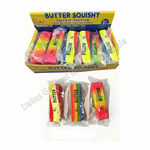 Box of Butter Squishy toys with colorful packaging and visible branding.