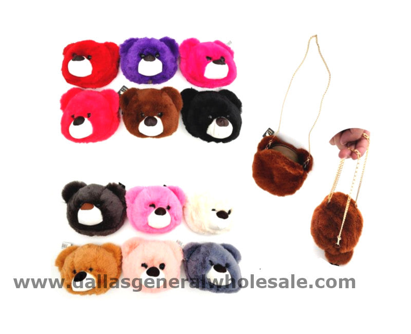 Girls Plushy Bear Shoulder Bags Wholesale