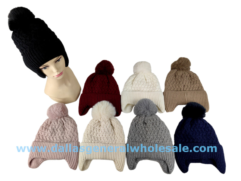 Ladies Winter Fashion Beanie Hats w/ Fur Wholesale