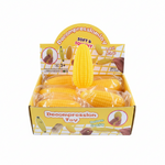 Box of decompression corn toys with packaging indicating 'soft & squishy' and 'decompression toy'.