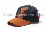 "Cowboy" Silhouette Outline Embroidered Denim Baseball Caps Wholesale