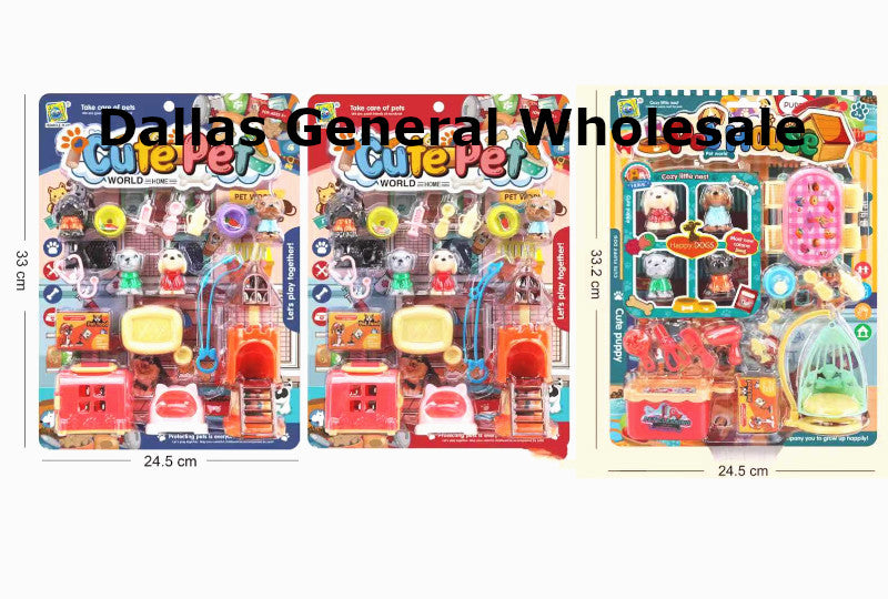 Three packages of 'Cute Pets' toys with colorful packaging on a white background.