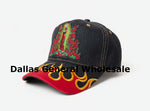 Denim Baseball Caps Wholesale – Guadalupe & Roses Embroidery with Flame Brim