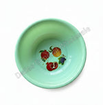 Green bowl with fruit design