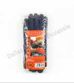 Pack of black gloves with orange label on a white background
