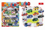 Toy car set with packaging and track, featuring the brand 'GUARD'.