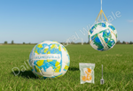Honduras soccer ball with size 5 indicator, pump, and valve on a white background