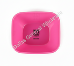 Pink square bowl with 'HX Fashion' logo on a white background