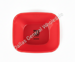 Red square bowl with 'HX' logo on a white background