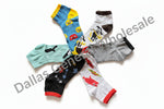 Set of colorful children's socks with various designs on a white background, featuring the brand 'Dallas Gene'.
