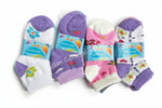 Set of colorful socks with brand labels on a white background