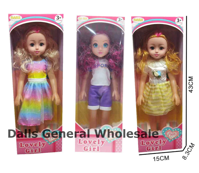 Three packages of 'Lovely Girl' dolls with different outfits on a white background.