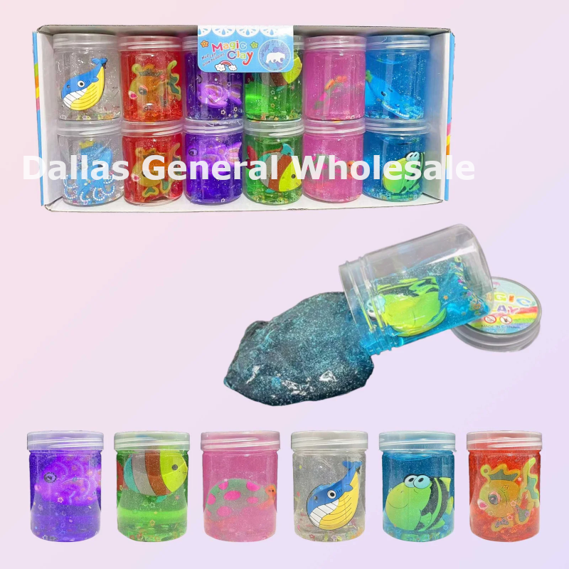 Magic Clay Ocean Animal Glitter Slime Jars Wholesale