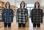 Men's Plaid Fleece Hooded Shirt Jackets Wholesale