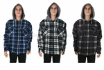 Men's Plaid Fleece Hooded Shirt Jackets Wholesale