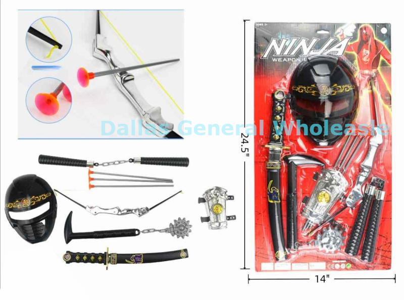 Wholesale Ninja Weapons Playset - Ninja Mask Sword Bow Arrow Warrior Set