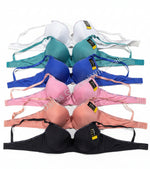 Women's Underwire Push-Up Bra Love Script Trim Solid Colors 6-Pack | Wholesale