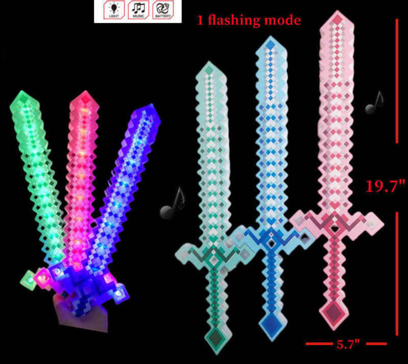 pixel-sword-light-up-led-flashing-glow-toys-with-music-neon-green-hot ...
