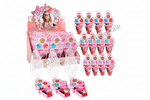 Pink plastic ice cream cone-shaped toy containers with small compartments, shown both inside a retail display box and arranged individually on a white background.