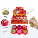 Coconut oil face mask makeup kit shown with a red display box, multiple small round jars in different colors, a loose round gel piece, and a hand holding a glittery round container. Text on the image includes quantity details and dimensions.