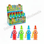 Display of bubble toy bottles with packaging and product details.