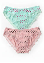 Women's Polka Dot Lace-Trim Cotton Blend Bikini Briefs Wholesale