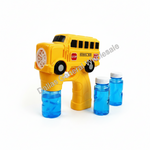 Yellow toy school bus bubble blower with blue bubble solution bottles, shown on a white background with a diagonal 'Dallas General Wholesale' watermark.