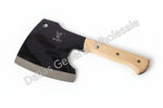 Black axe with wooden handle on a white background, branded 'SHERPA'.