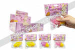 Squeeze toys packaging with a hand holding one toy, showing product details.