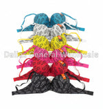 Assorted colorful bras on a white background with 'Dallas General Wholesale' text.