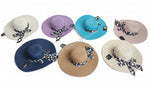 Wide Brim Floppy Straw Sun Hat with Leopard Print Wholesale