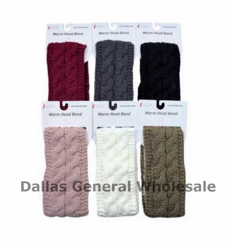 Women's Cable Knit Fleece-Lined Headbands - Warm Winter Ear Warmer Wholesale