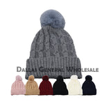 Women's Cable Knit Pom-Pom Beanies - Sherpa Cuff Hats