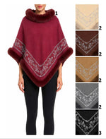 Women's Faux Fur Trim Ponchos Wholesale
