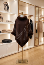 Rhinestone Floral Faux Fur Trim Ponchos Wholesale