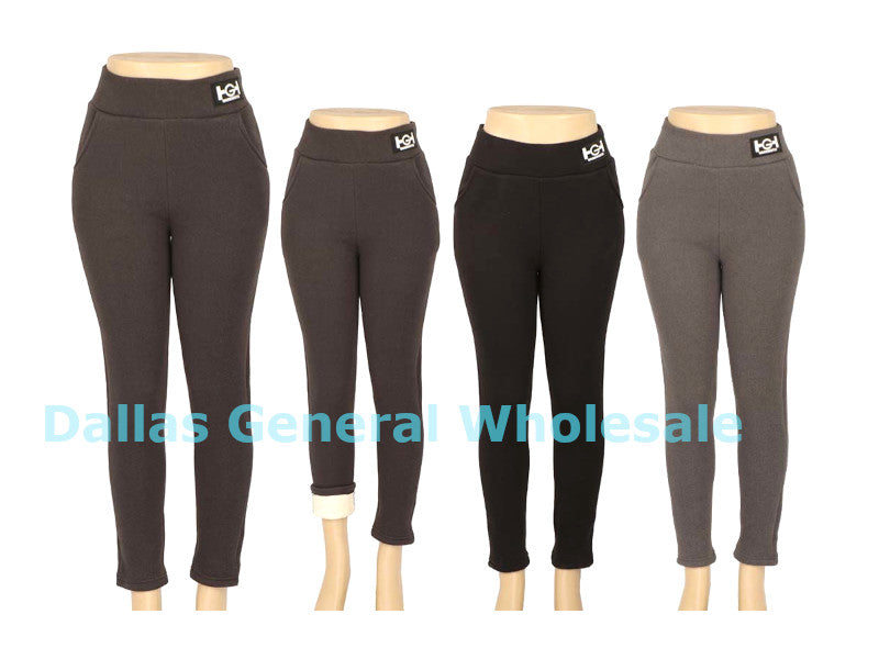 Women's Fleece-Lined High-Waist Legging Pants - Thermal Pull-On Skinny Pants Wholesale