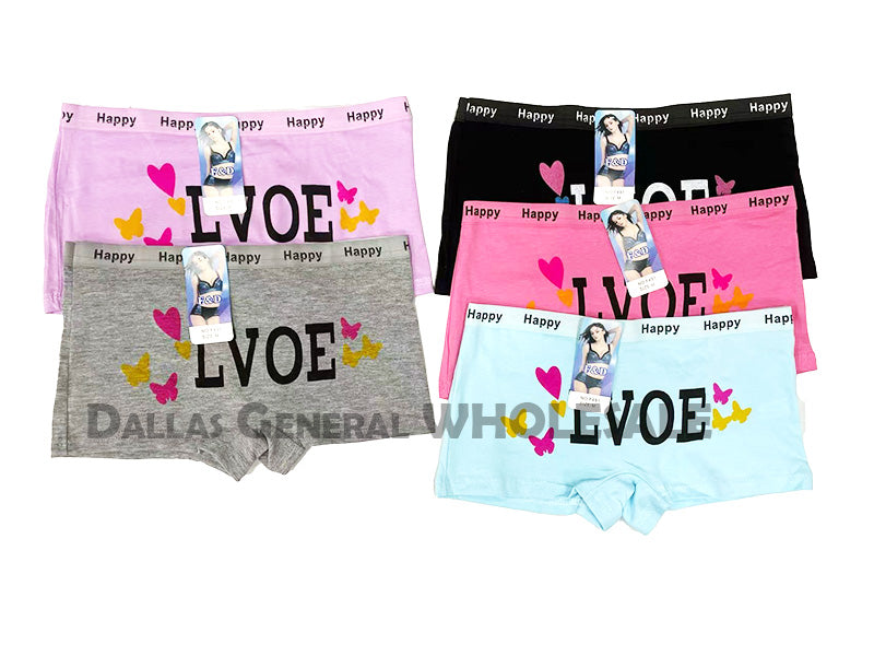 Women's "LVOE" Print Cotton Boyshort Panties Wholesale