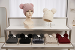 Women's Double Pom Pom Pearl Cable Knit Beanie Wholesale