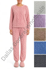 Women's Plush Cable Knit Pajama Set Wholesale