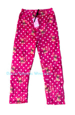 Women's Plush Fleece Pajama Pants - Teddy Bear & Polka Dot Print Loungewear Wholesale