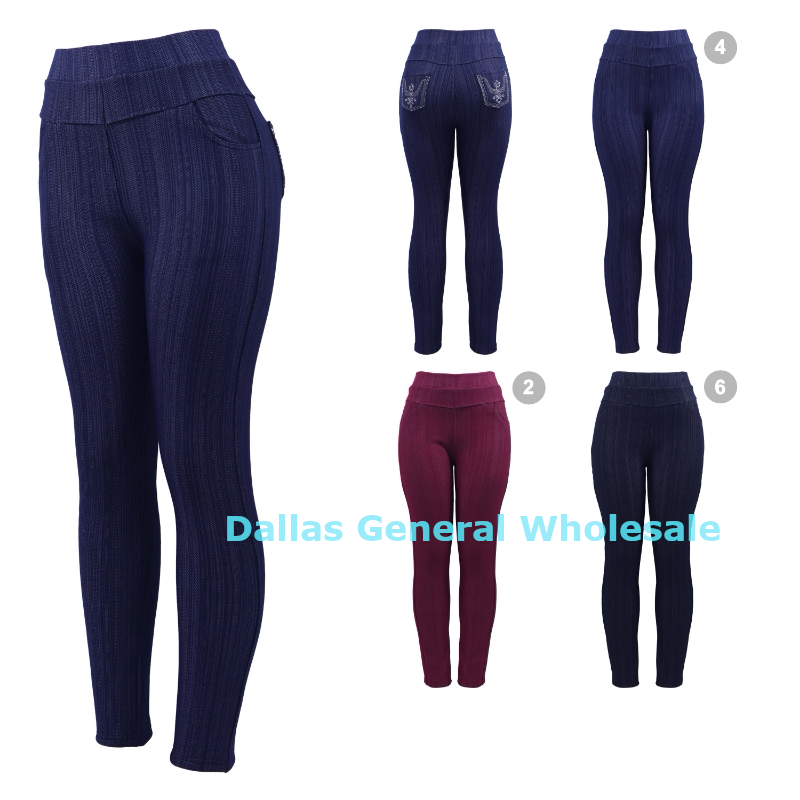 Women's Premium Fleece-Lined Pull-On Jeggings - High-Waist Thermal Denim-Look Leggings with Pockets