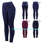 Women's Premium Fleece-Lined Pull-On Jeggings - High-Waist Thermal Denim-Look Leggings with Pockets